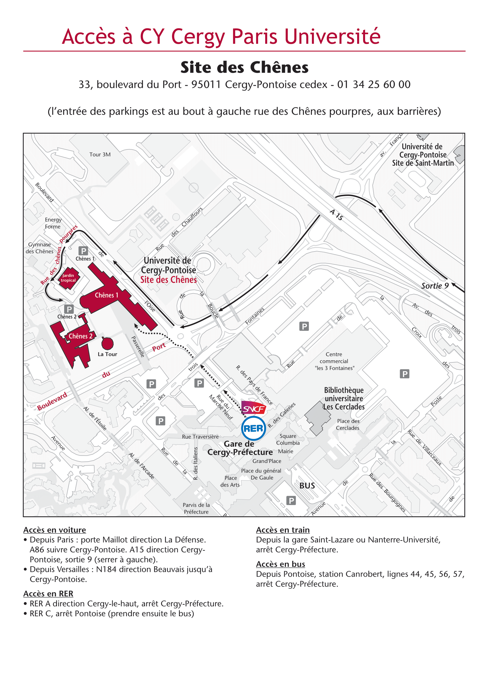 Plan accès CY Paris Cergy Université